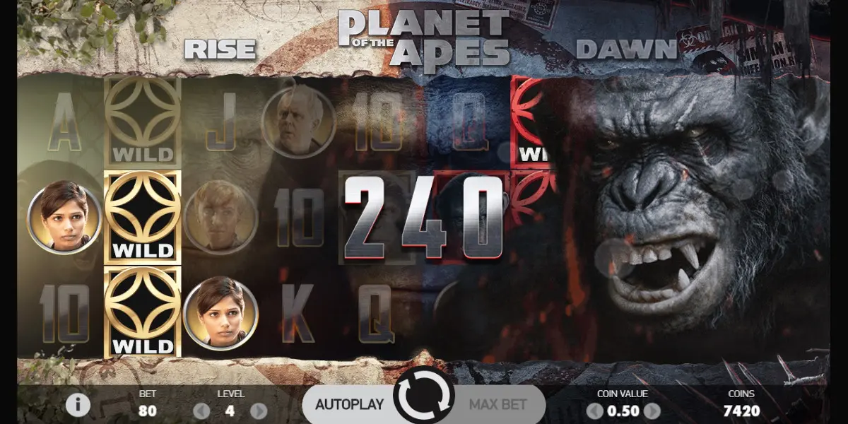 Planet of the Apes slot game Fun to play with special effects