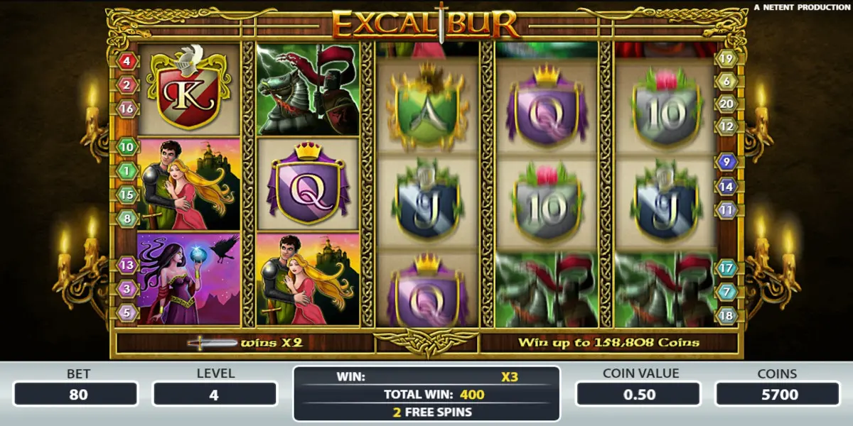 Excalibur slot game 3x Multiplier during Free Spins round