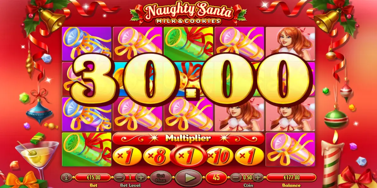Naughty Santa slot game Gameplay Win
