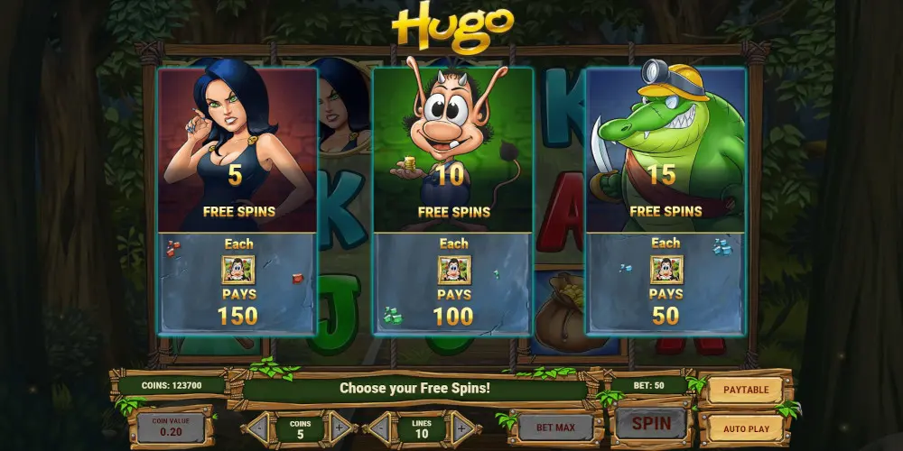 Hugo slot game Free Spins feature