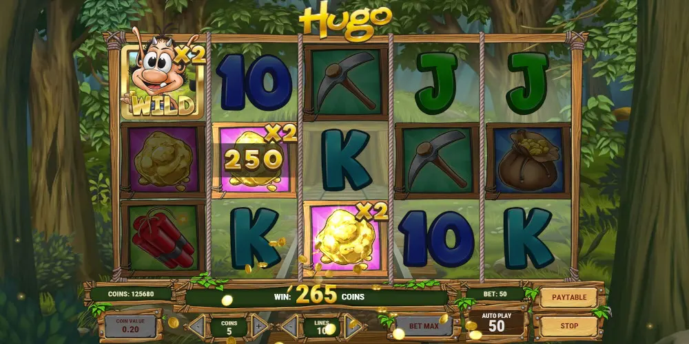 Hugo casino slot Wild Symbol Win