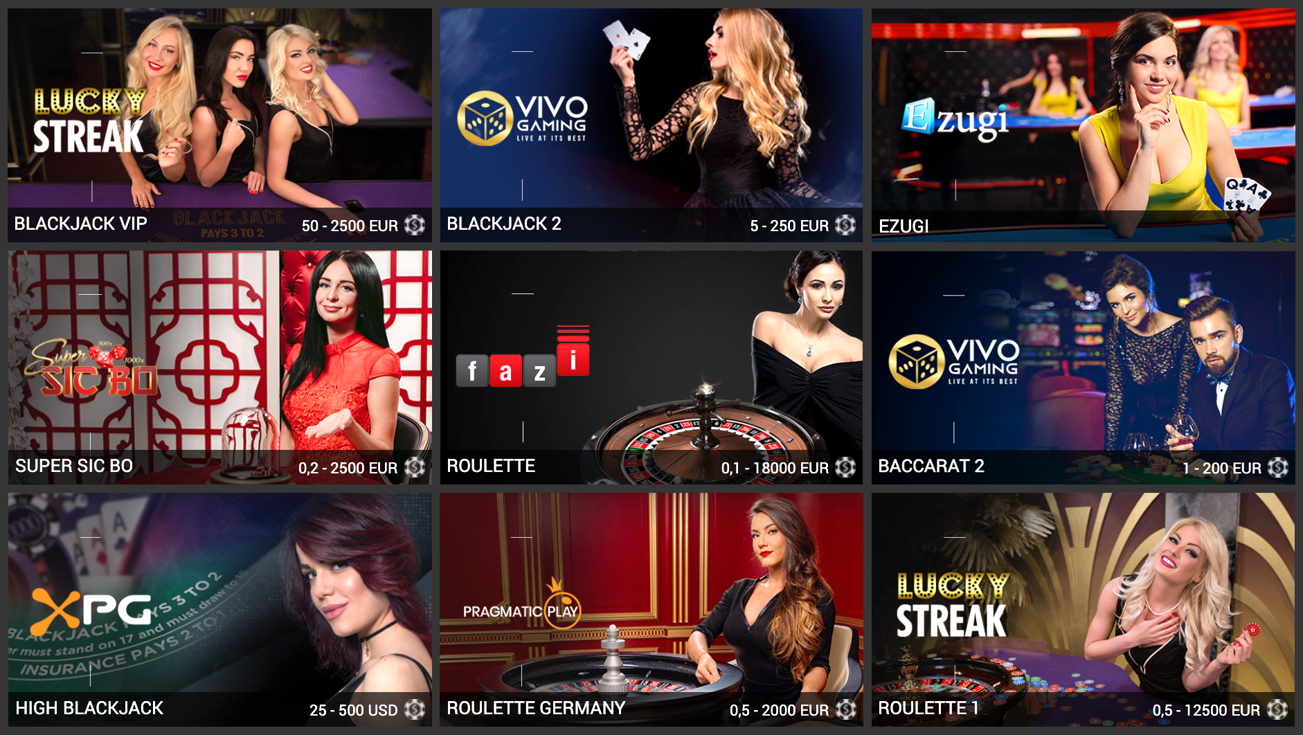 Many Live dealer games online casino can be played for money
