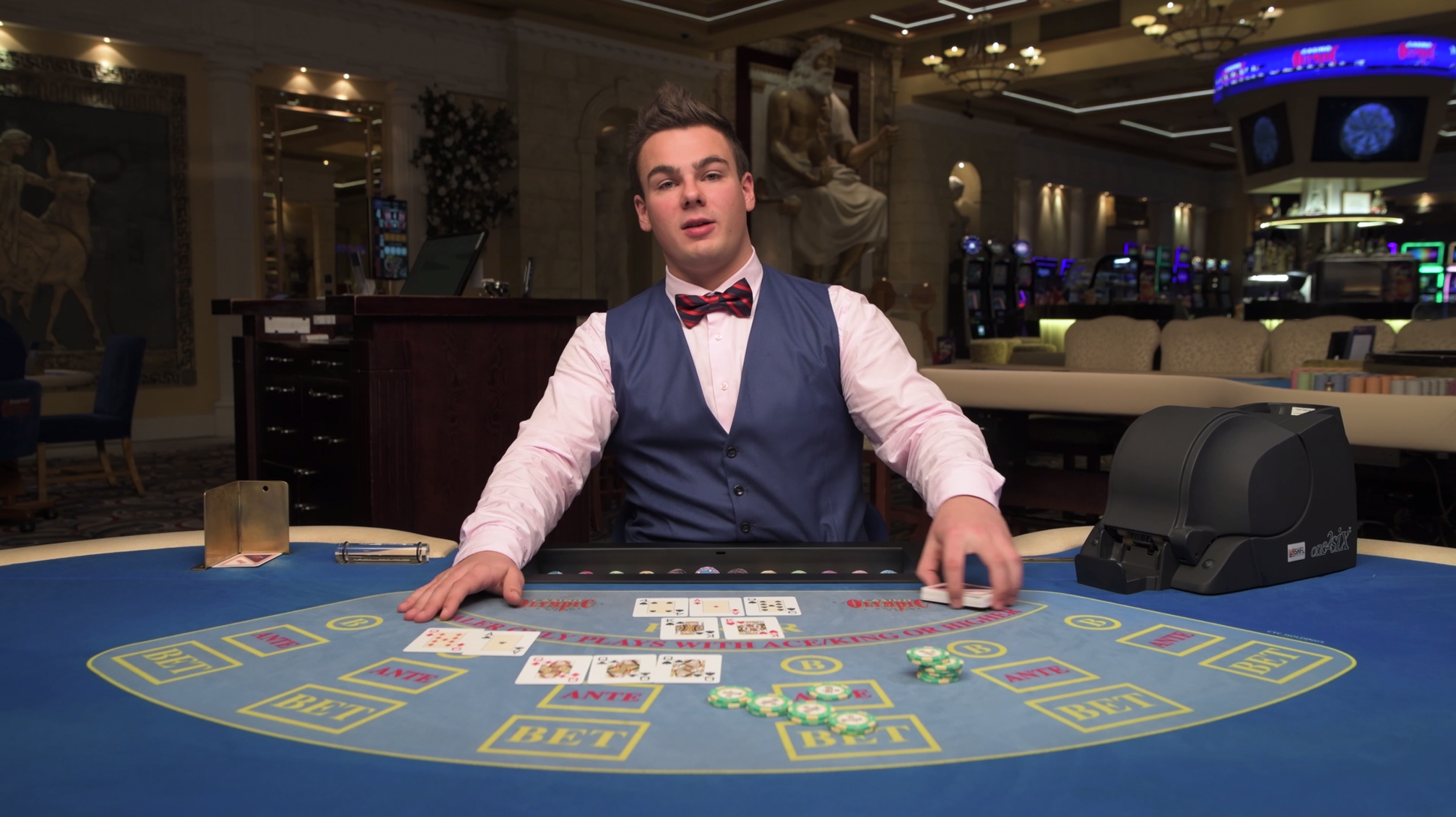 Play live casino games for real money Russian Poker Online with live dealer