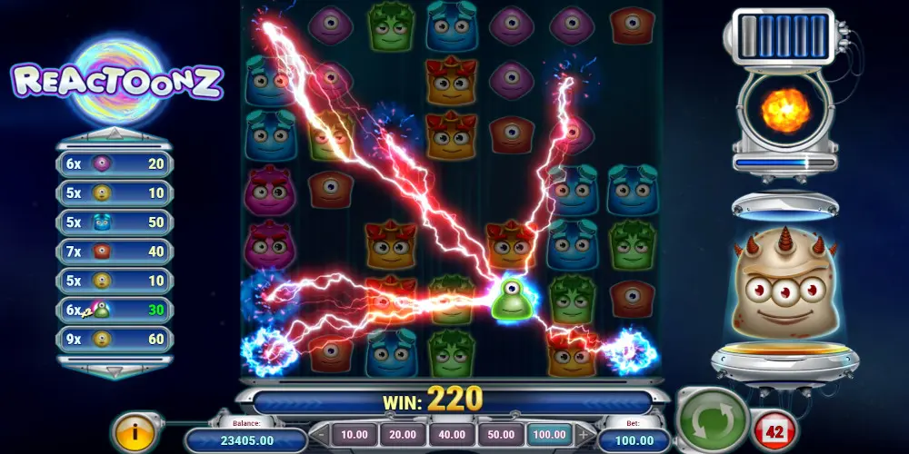 Reactoonz online casino game Demolition feature