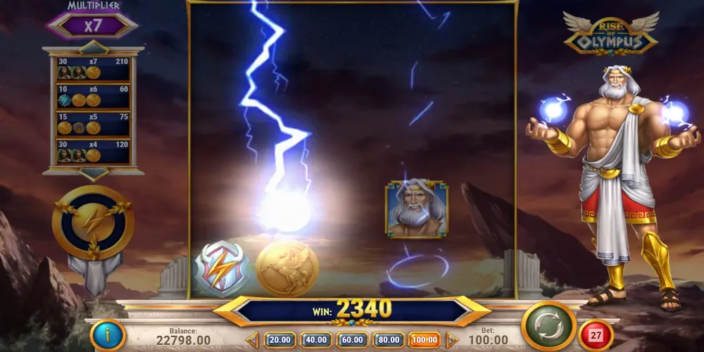 Rise of Olympus slot game Zeus Free Spins Round