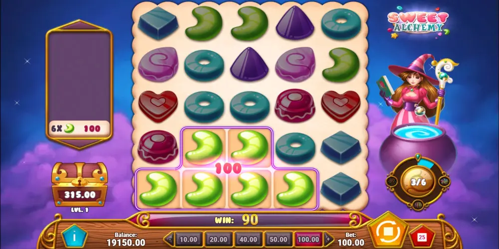 Sweet Alchemy slot game Gameplay WIN