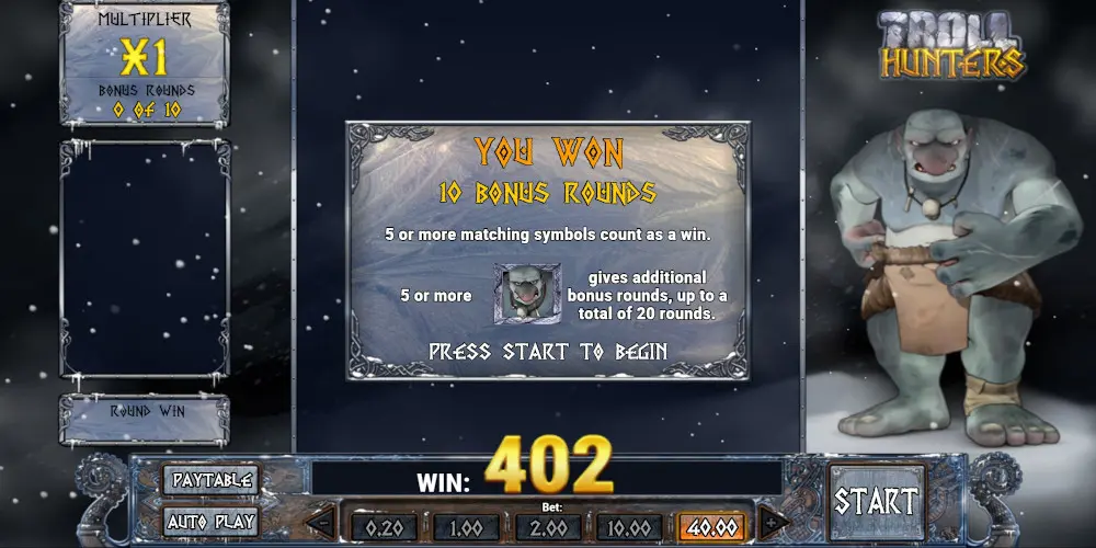 Troll Hunters casino slot game 10 Bonus Rounds