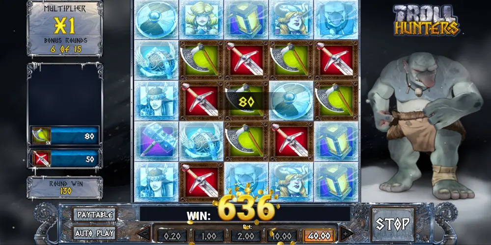 Troll Hunters slot game Win during Bonus rounds