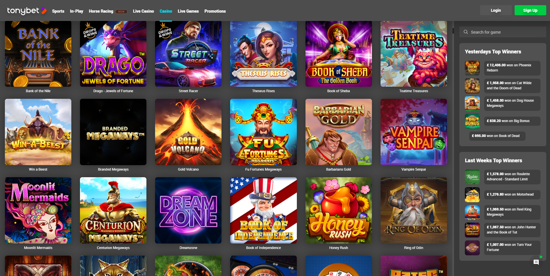 tonybet casino slots drago street racer book of sheba vampire senpai megaways gold volcano dream zone ring of odin