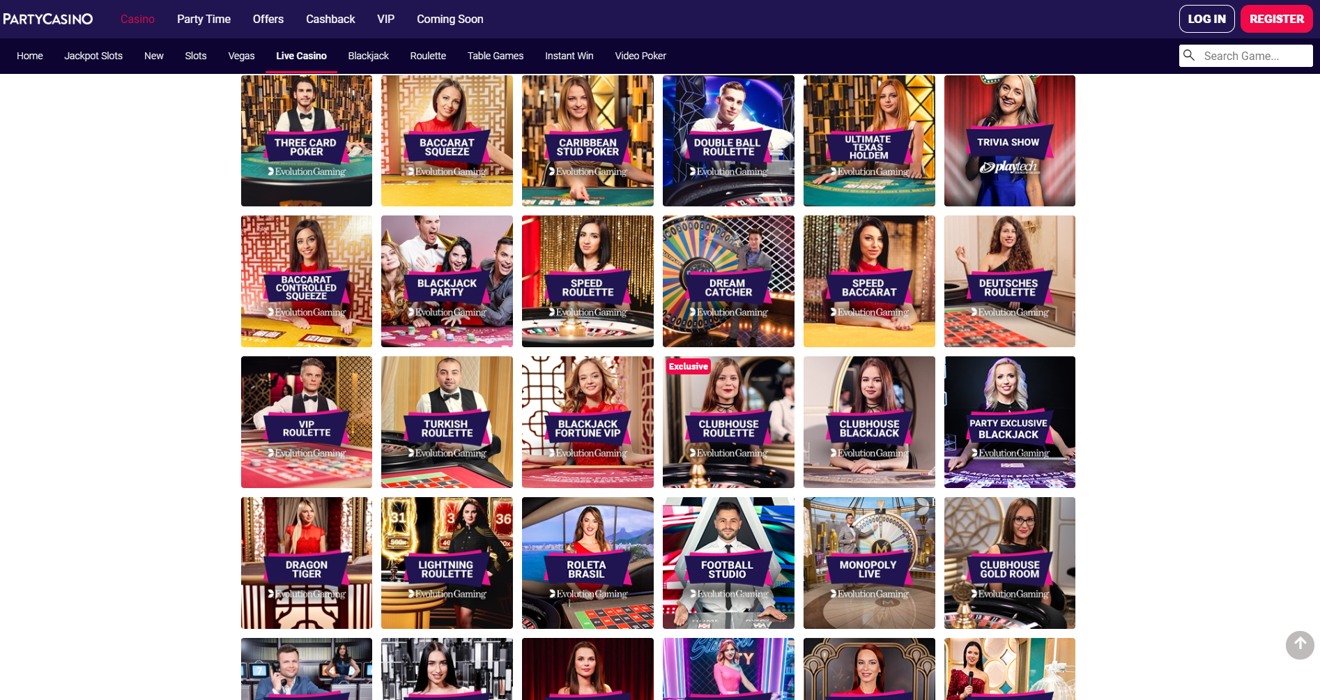 partycasino live casino - blackjack roulette baccarat monopoly live three card poker quantum roulette