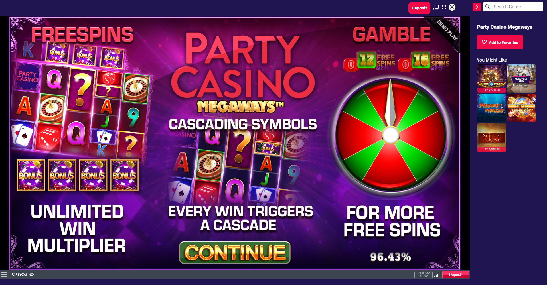 partycasino megaways free spins unlimited multiplier