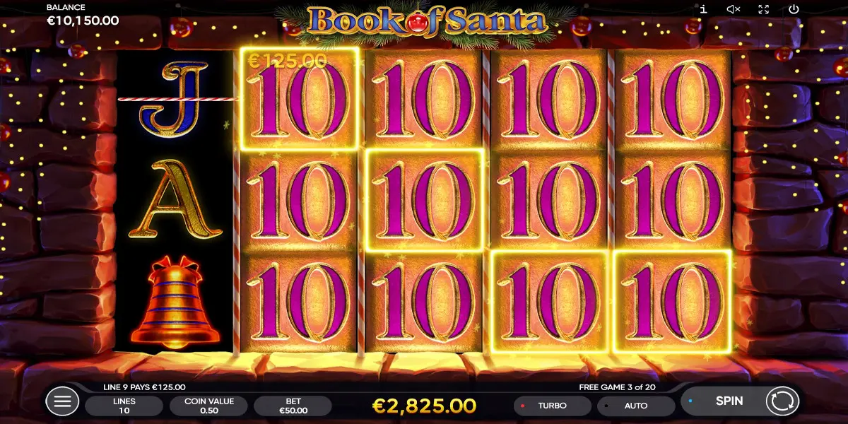 Book of Santa slot game Big Win during Free Spin