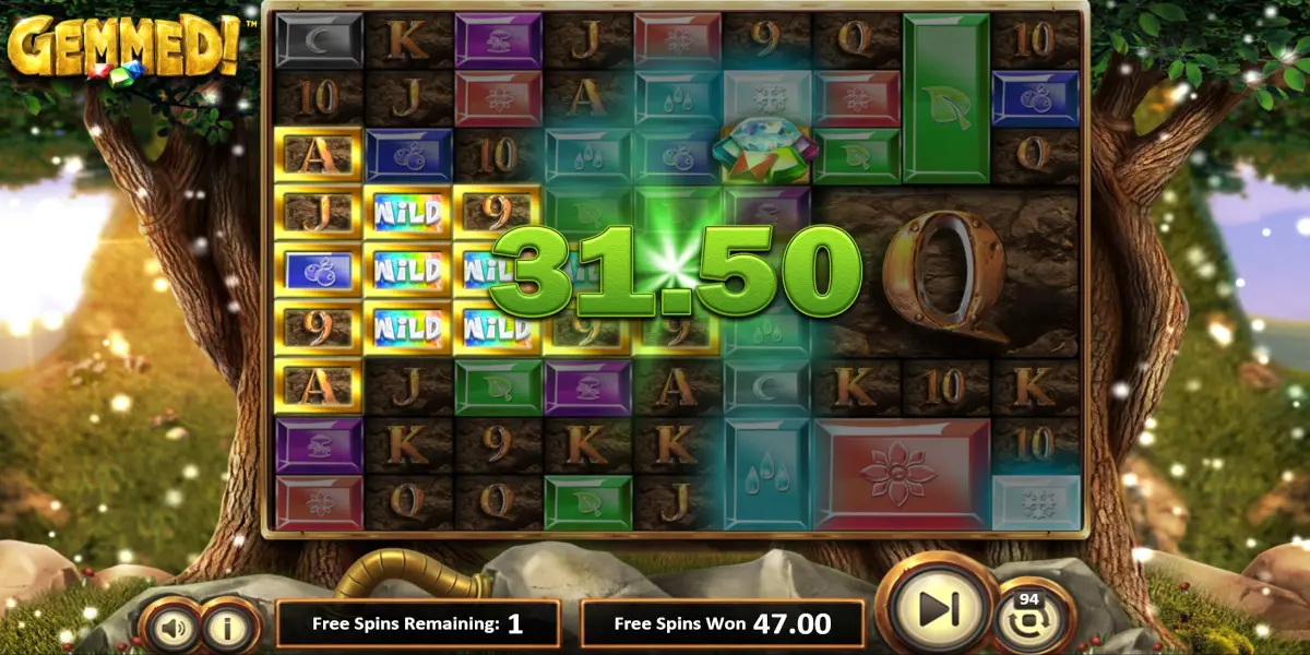 Gemmed! slot game Big Win during Free Spins