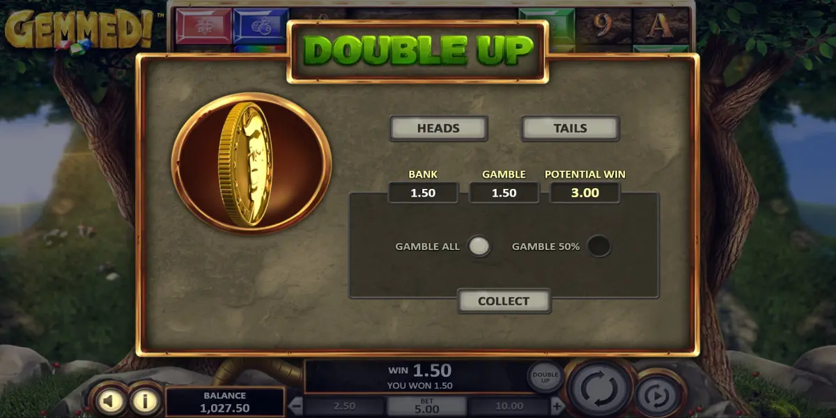 Gemmed! slot game Risk Game feature