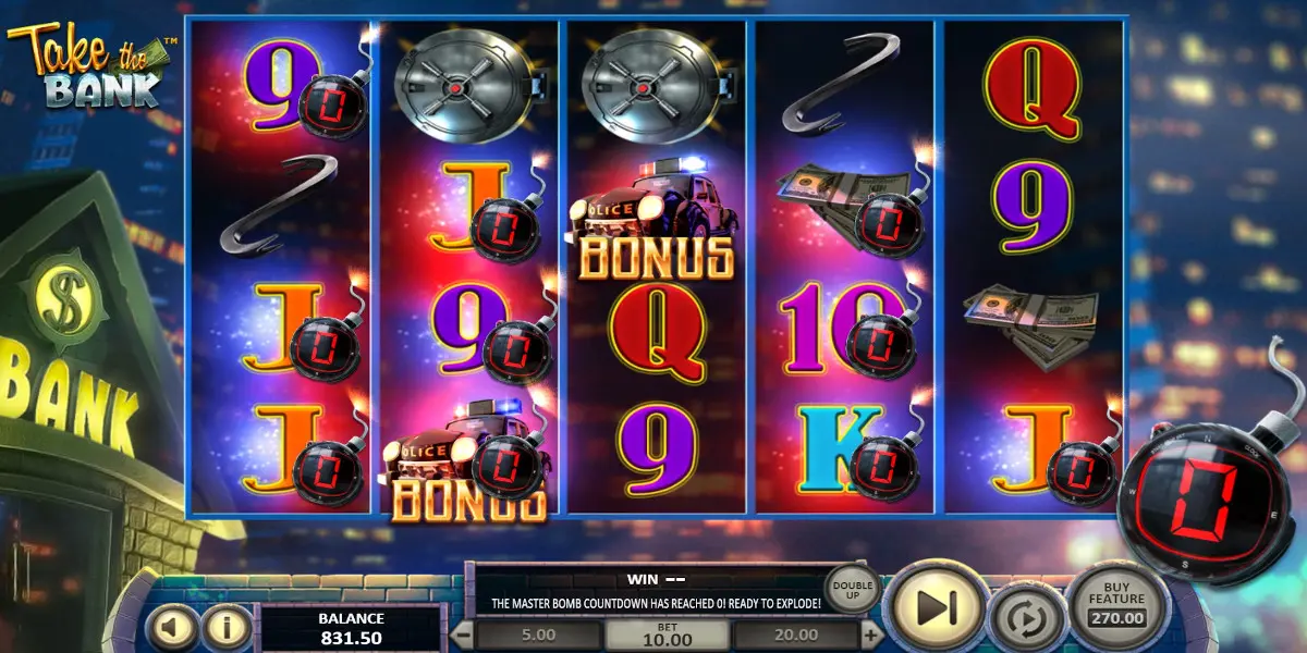 Take The Bank slot game Bombs are Wild Symbol feature