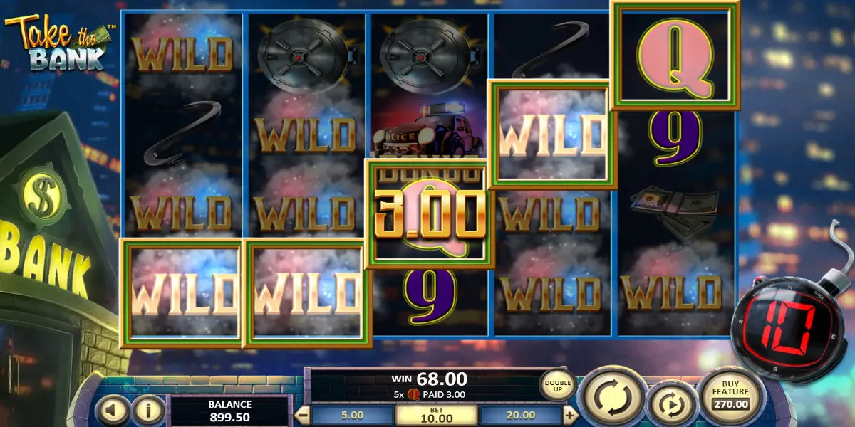 Take The Bank slot game Wild symbols Win