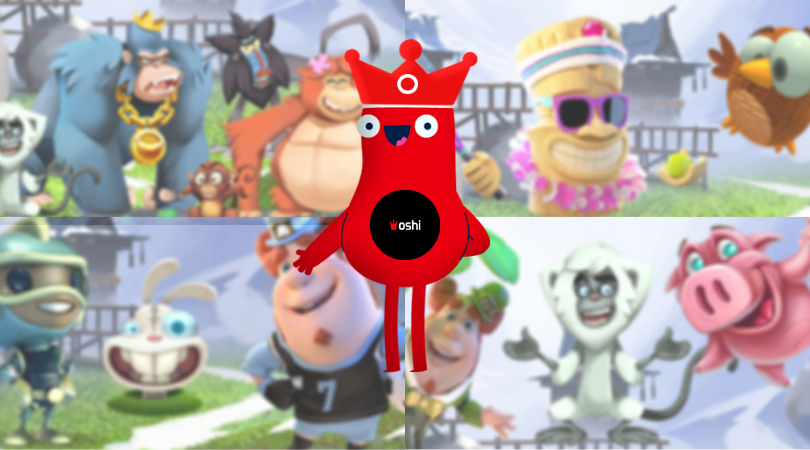 oshi casino review front page - oshi logo animated characters