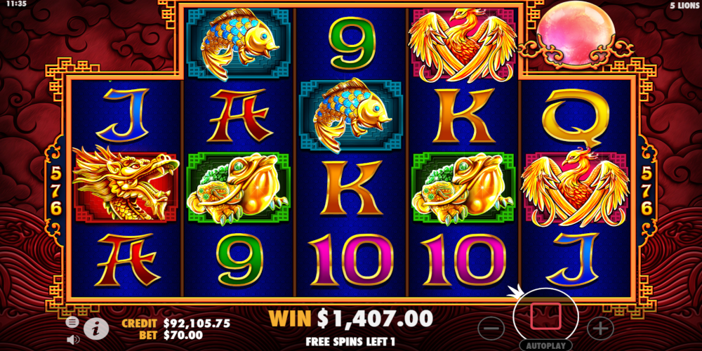 5 Lions slot game During Free Spins