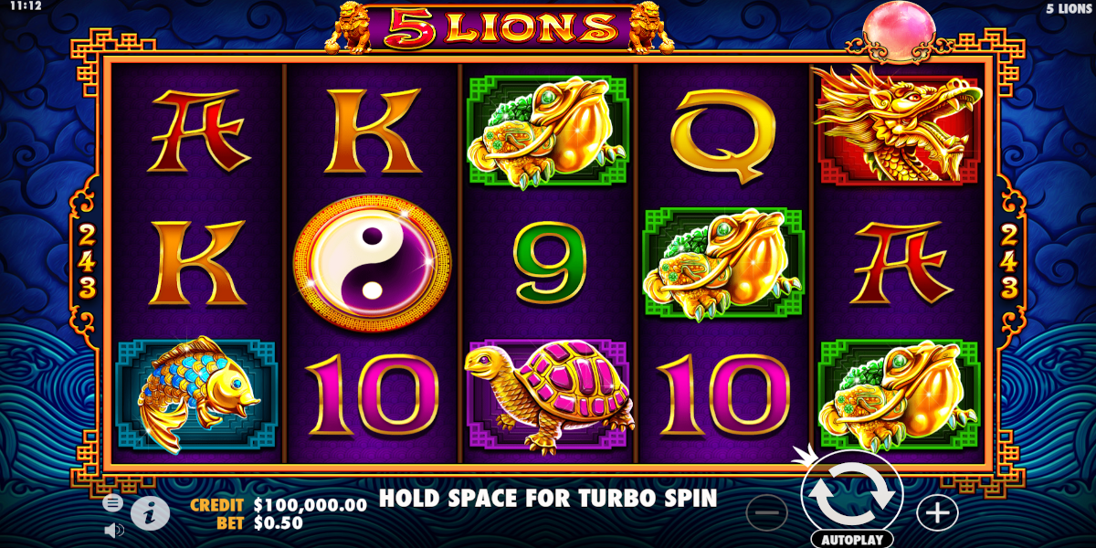 5 Lions slot game Gameplay