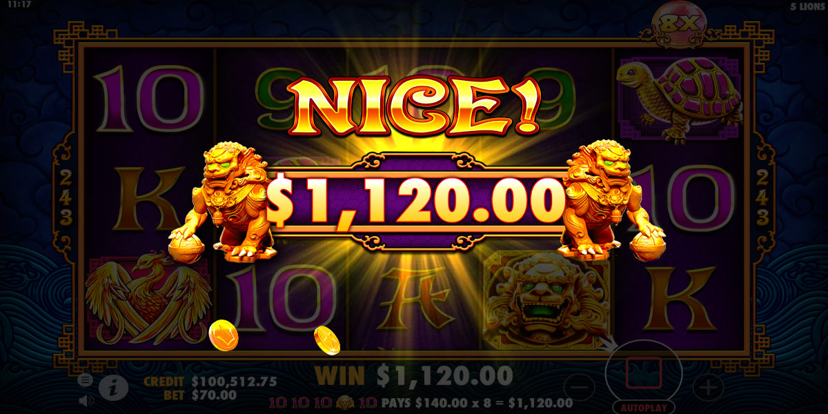 5 Lions slot game Win