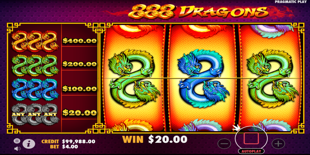 888 Dragons slot game GamePlay