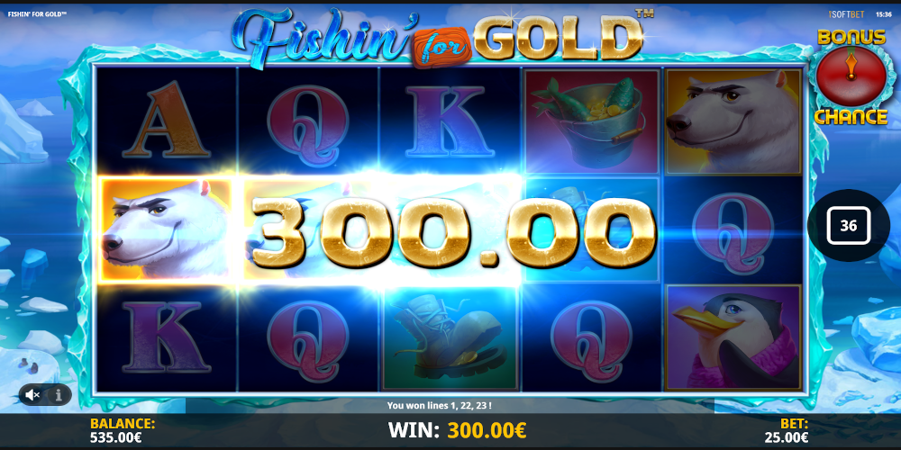 Fishing for Gold slot game Gameplay Win