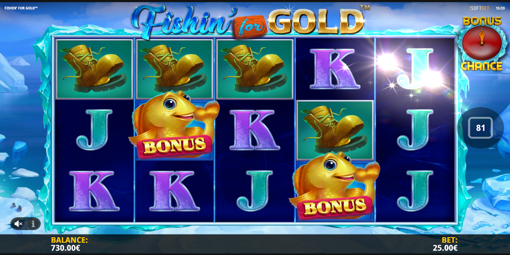 Fishing for Gold slot game has Bonus game feature