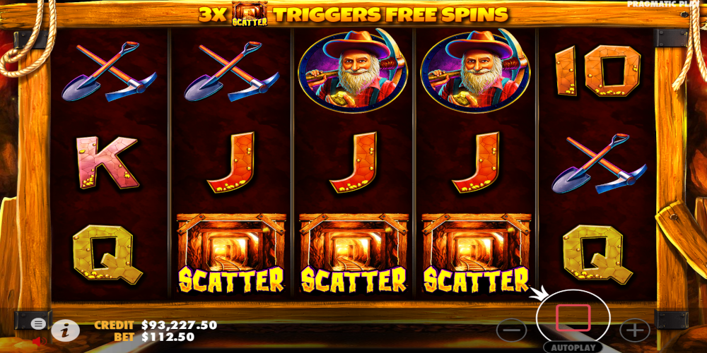 Gold Rush slot game 3 Scatter give you Free Spins