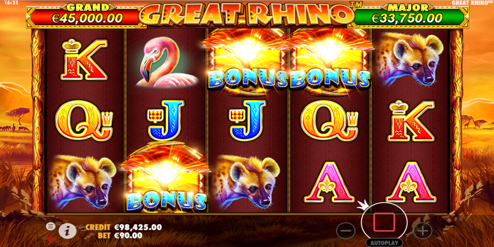 Great Rhino slot game Bonus - Free Spins no deposit
