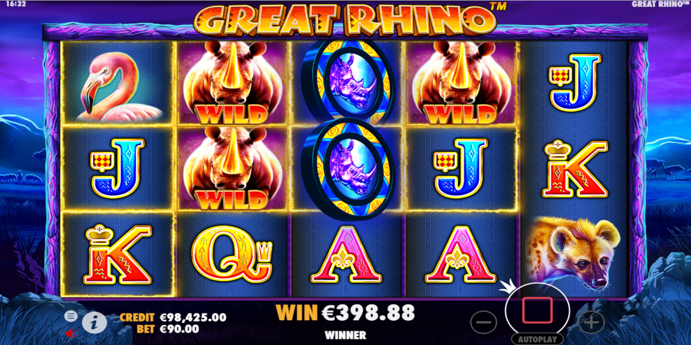 Great Rhino casino slot game Wild
