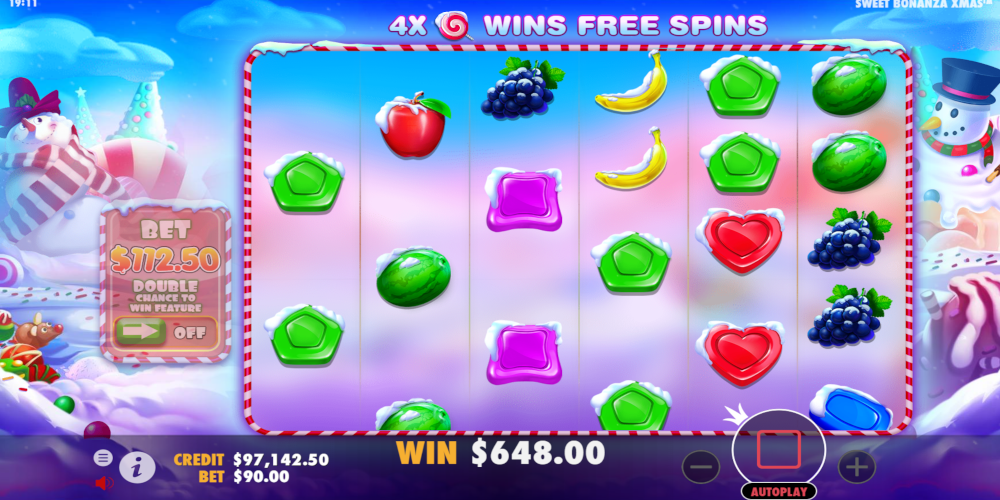 Sweet Bonanza Xmas slot game Big Win