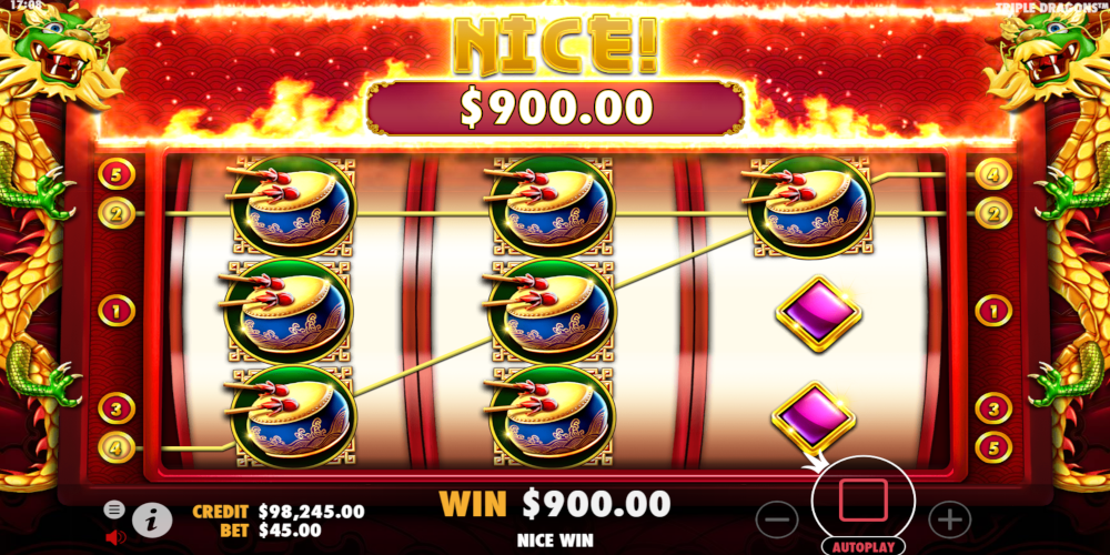 Triple Dragons slot game Big Win