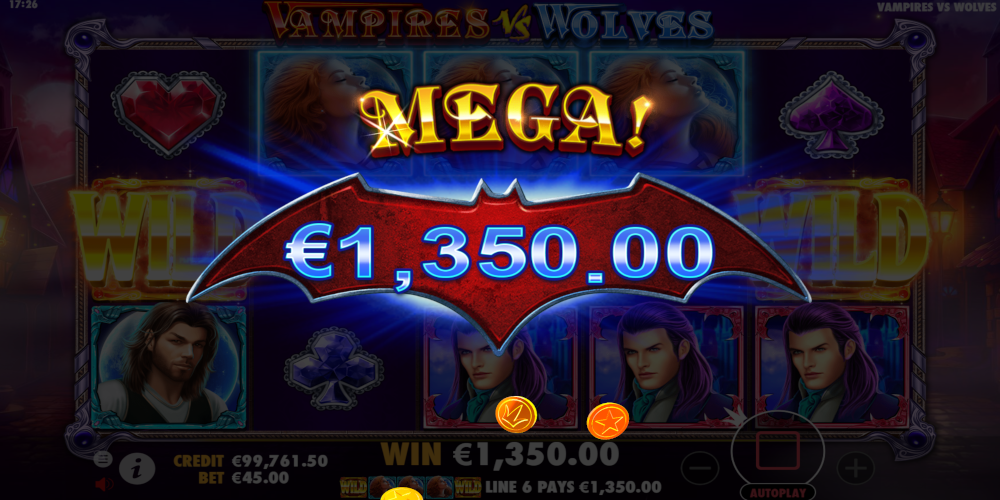 Vampires vs Wolves slot game Mega Win