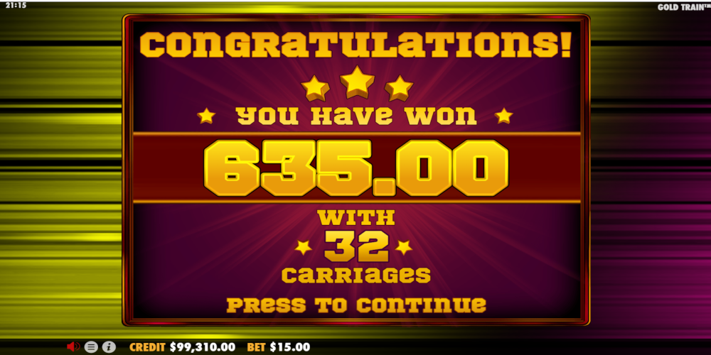 Gold Train slot game Win