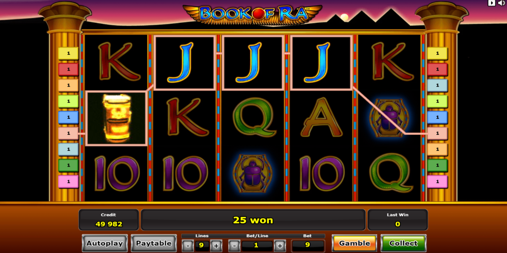 Book of Ra slot game Gamble or Collect