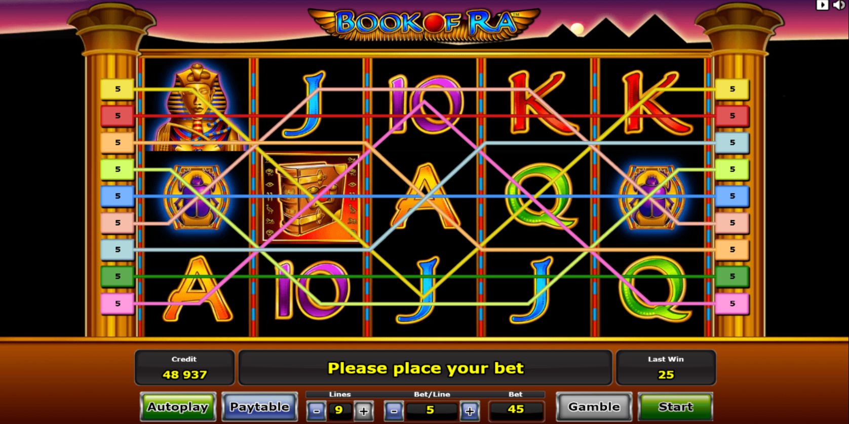 Book of Ra slot game Paylines
