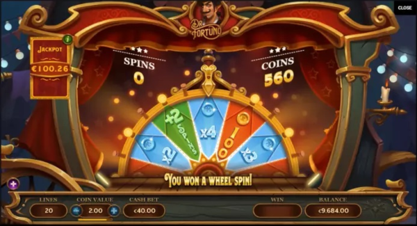 Dr Fortuno slot game Wheel spin