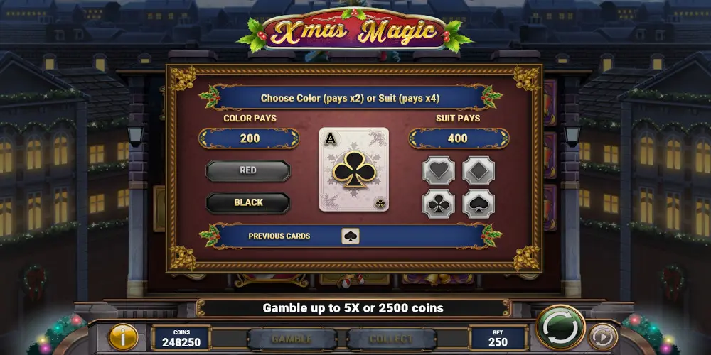 Xmas Magic slot game Gamble feature (Risk game)