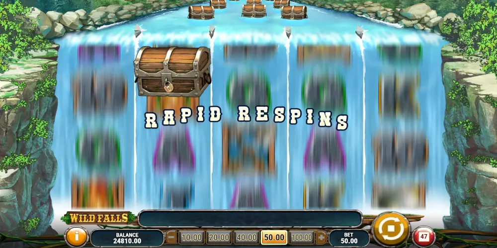 Wild Falls slot game Rapid Respins feature