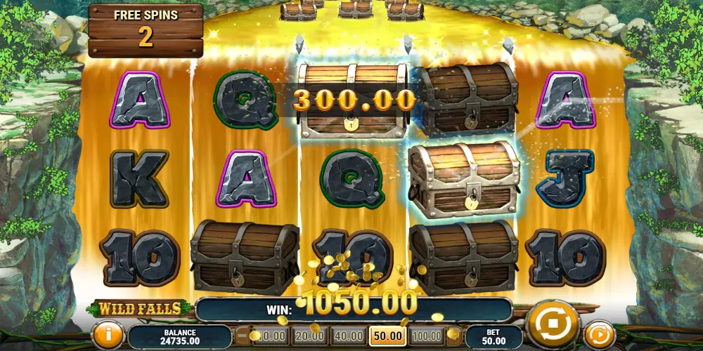 Wild Falls slot game Win during Free Spins