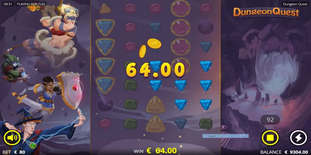 Dungeon Quest slot game Gameplay WIN