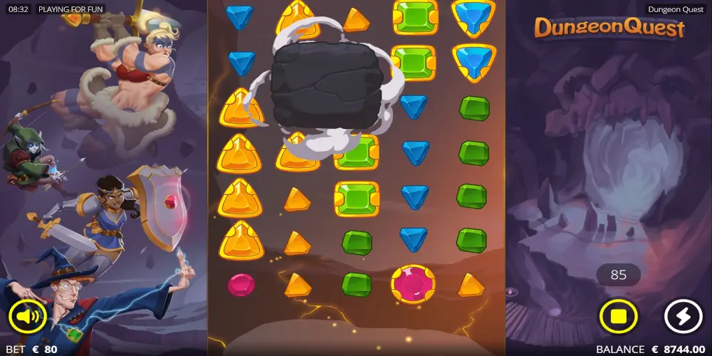 Dungeon Quest casino slot game Power Stone feature