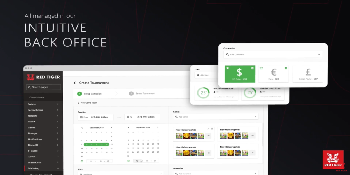 Back Office software comfortable for Red Tiger Casino Partners