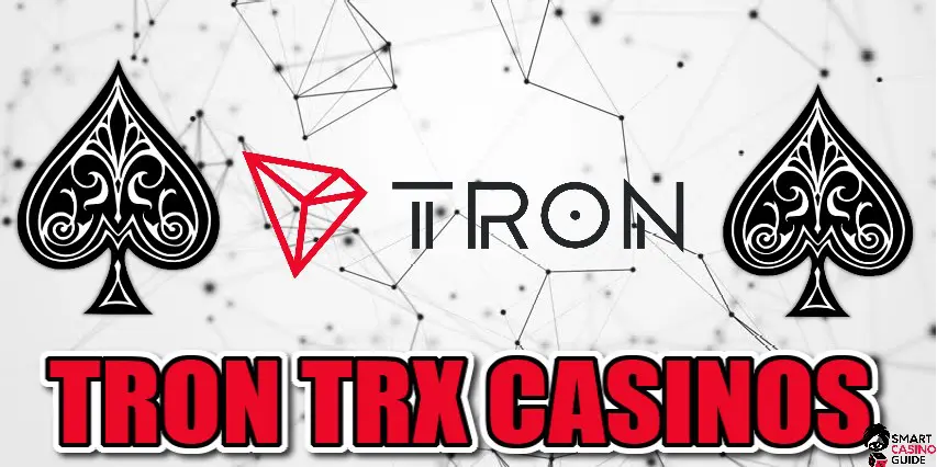 Tron TRX Casinos, card symbols, logo of tron crypto