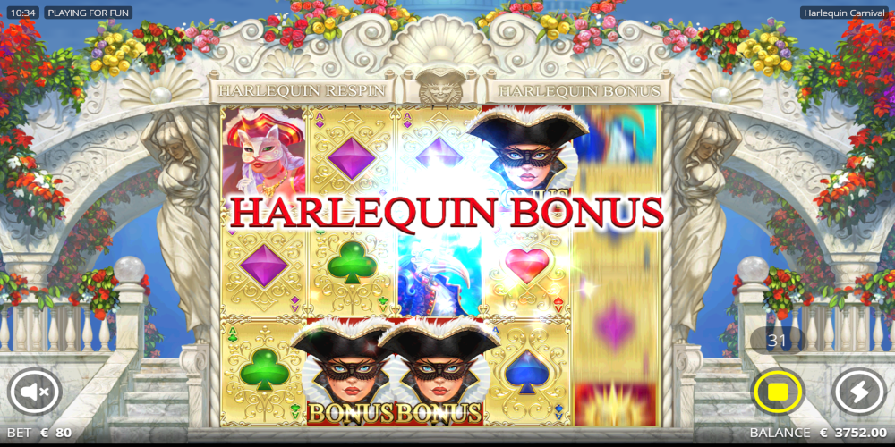 Harlequin Carnival casino slot game Bonus