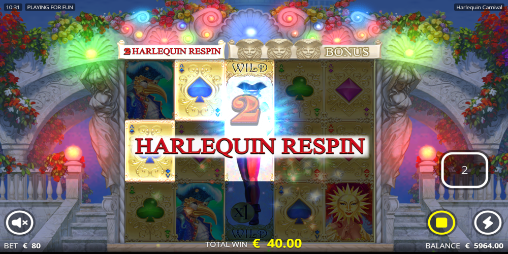 Harlequin Carnival slot game Respin