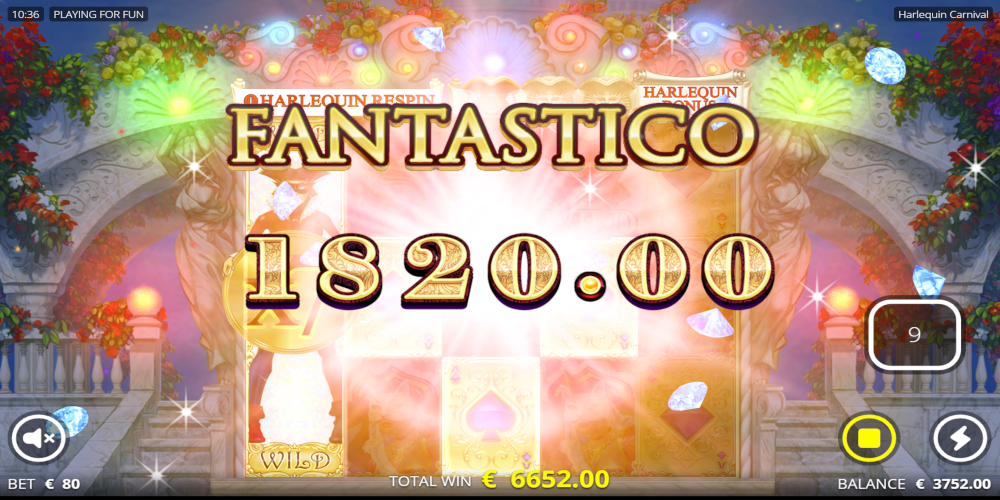 Harlequin Carnival slot game Win