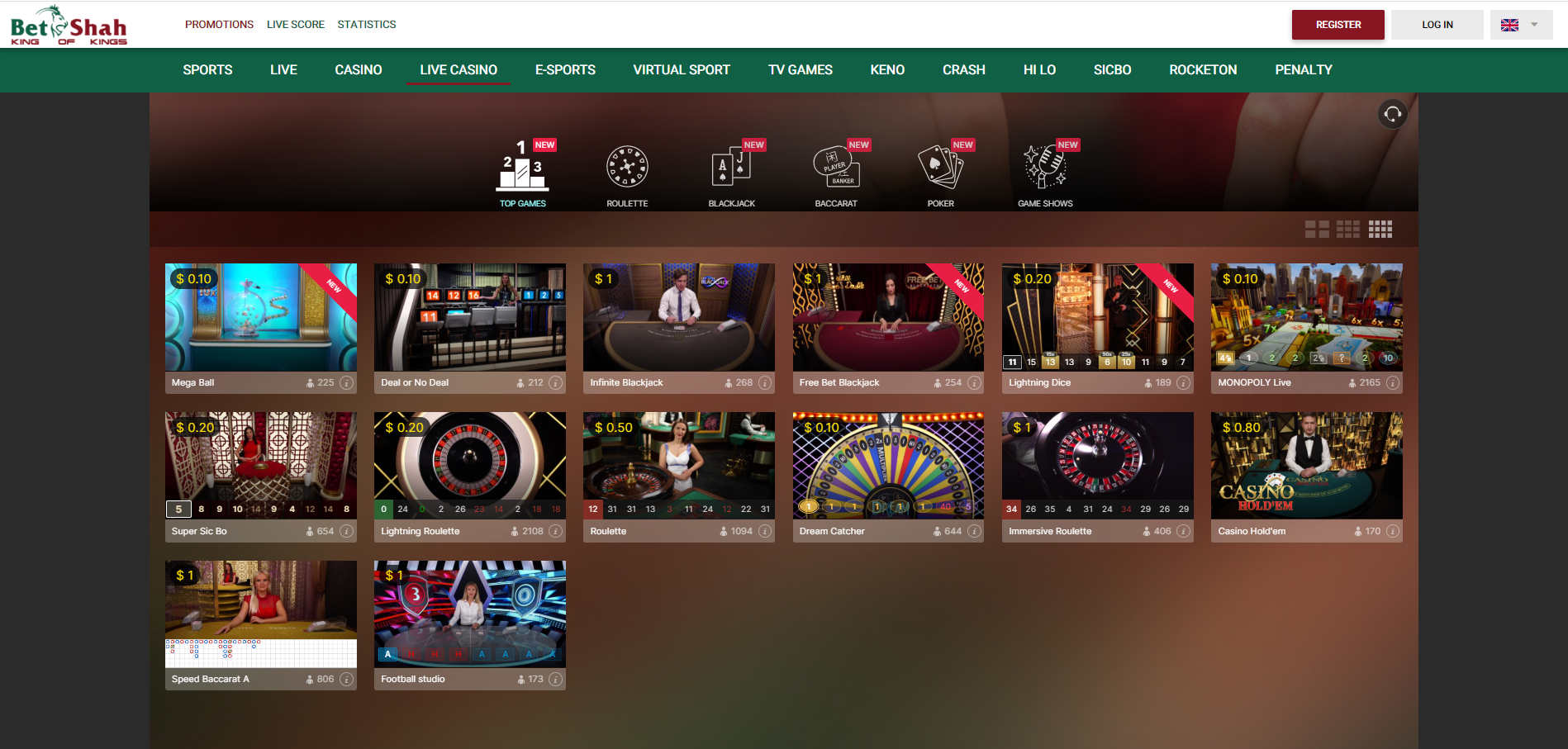 betshah live casino evolution gaming mega ball monopoly live dream catcher lightning roulette blackjack