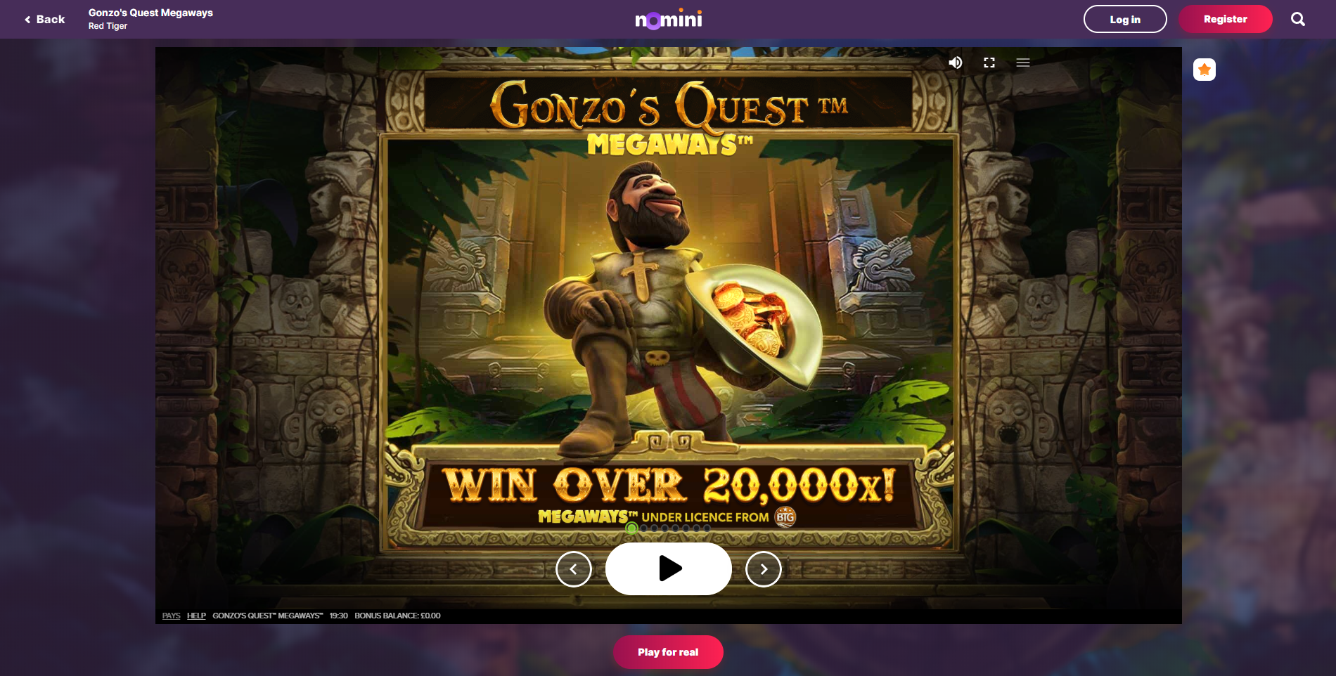 nomini casino demo mode gonzo quest megaways netent red tiger gaming