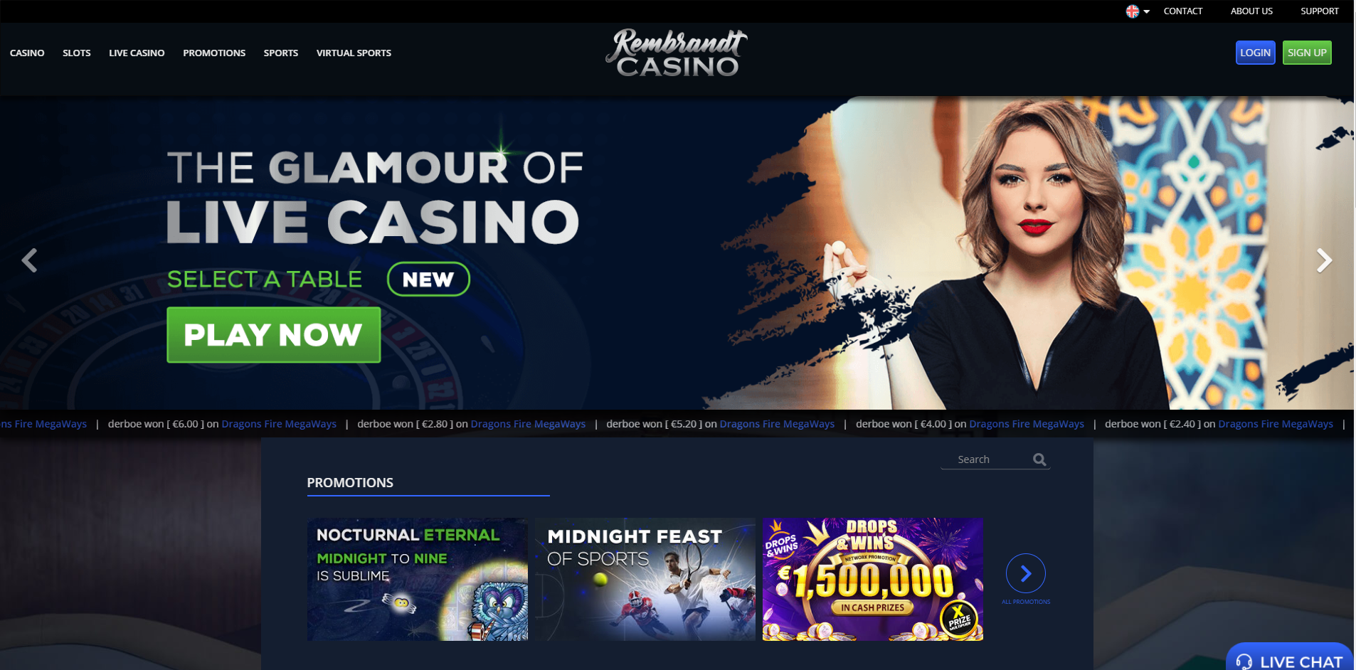 rembrandt live casino - live dealers select a table blonde lady